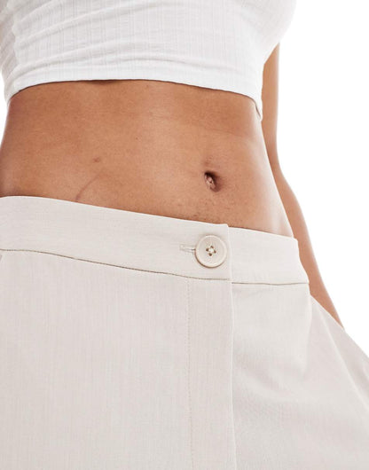 ASOS DESIGN Tall tailored wide leg dad pant in stone