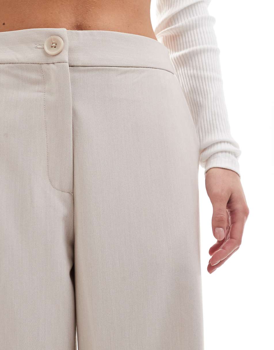 ASOS DESIGN Petite tailored wide leg dad pant in stone