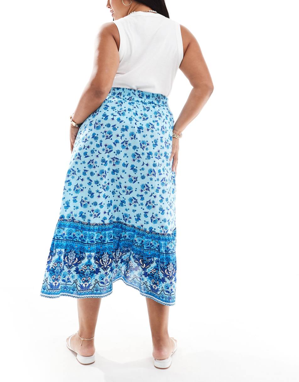 Yours full wrap skirt in blue print