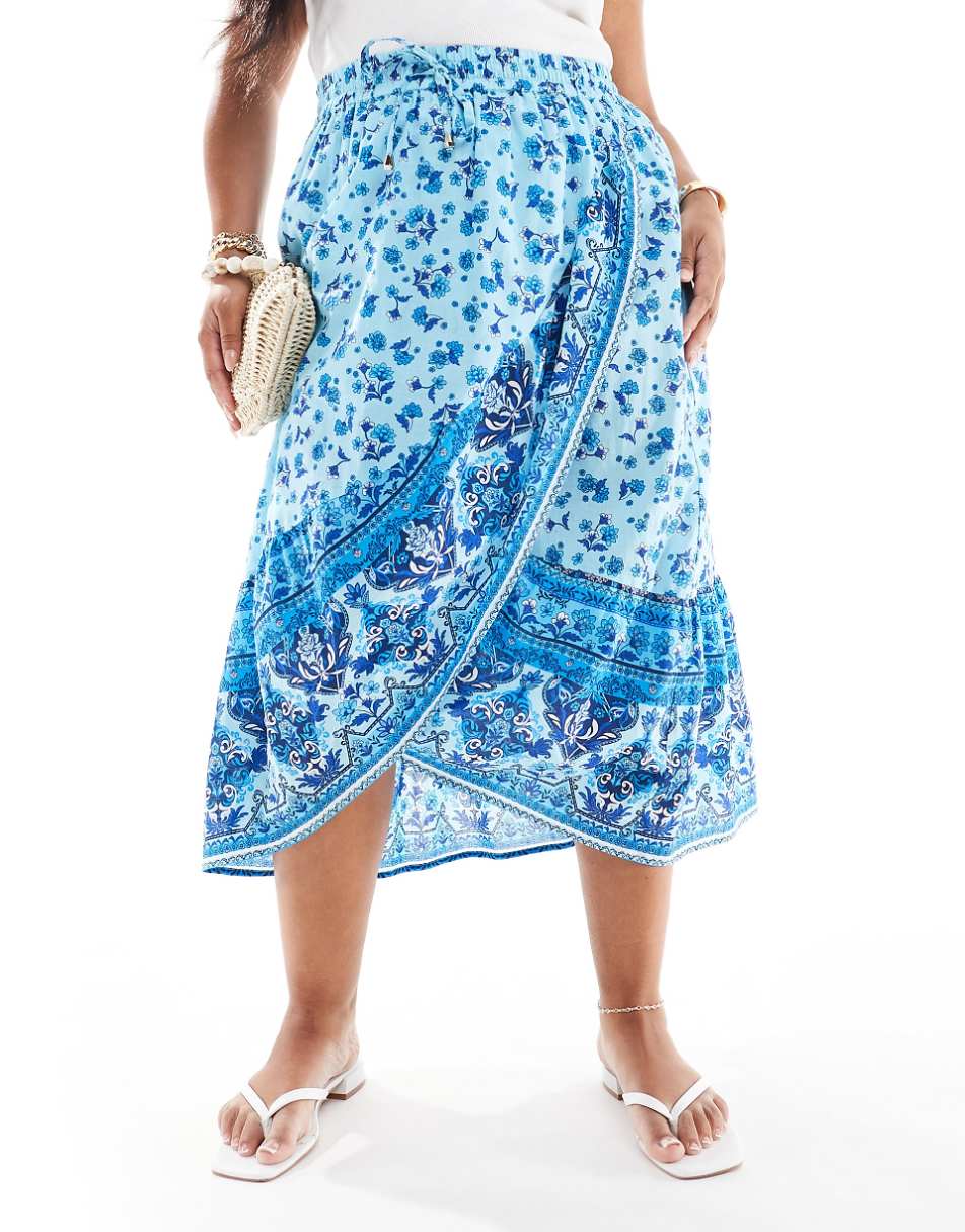 Yours full wrap skirt in blue print