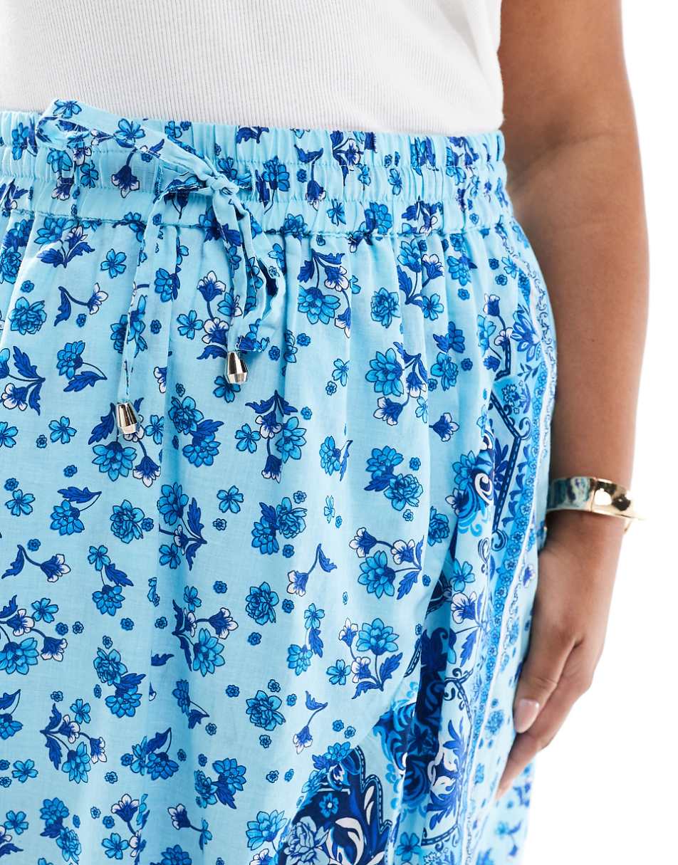 Yours full wrap skirt in blue print