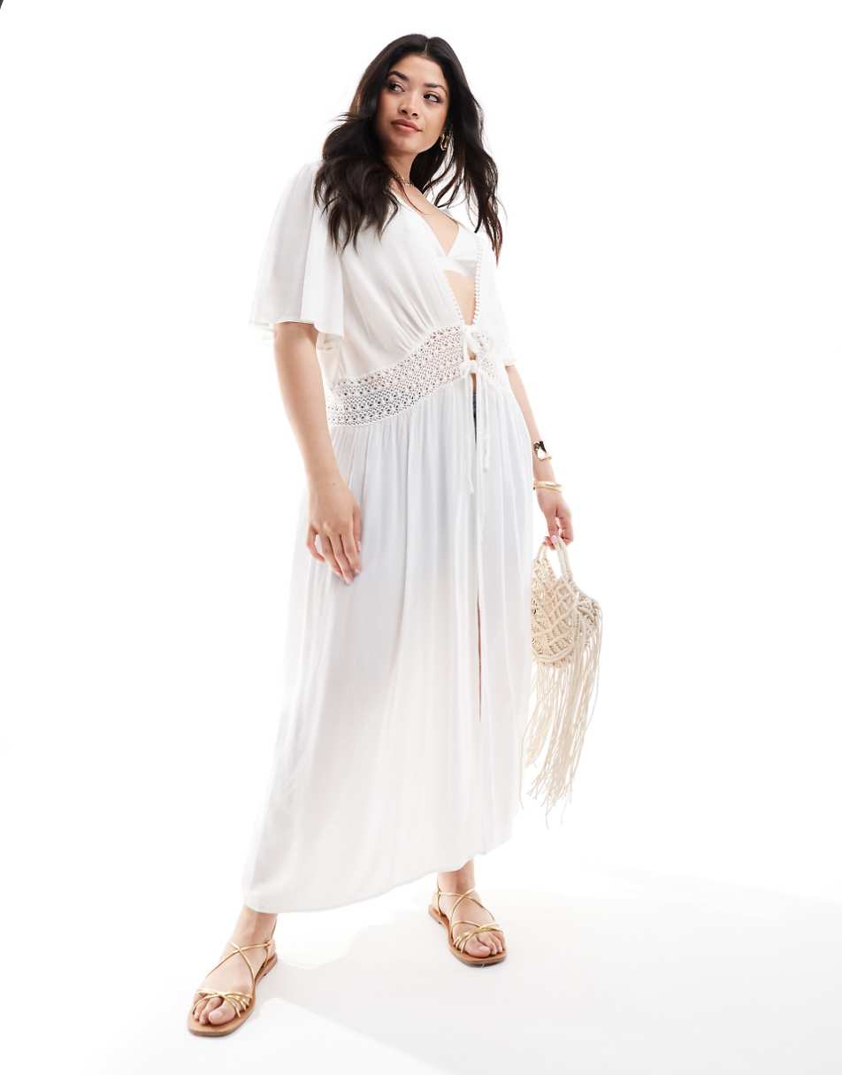 Yours crinkle beach cover-up in white