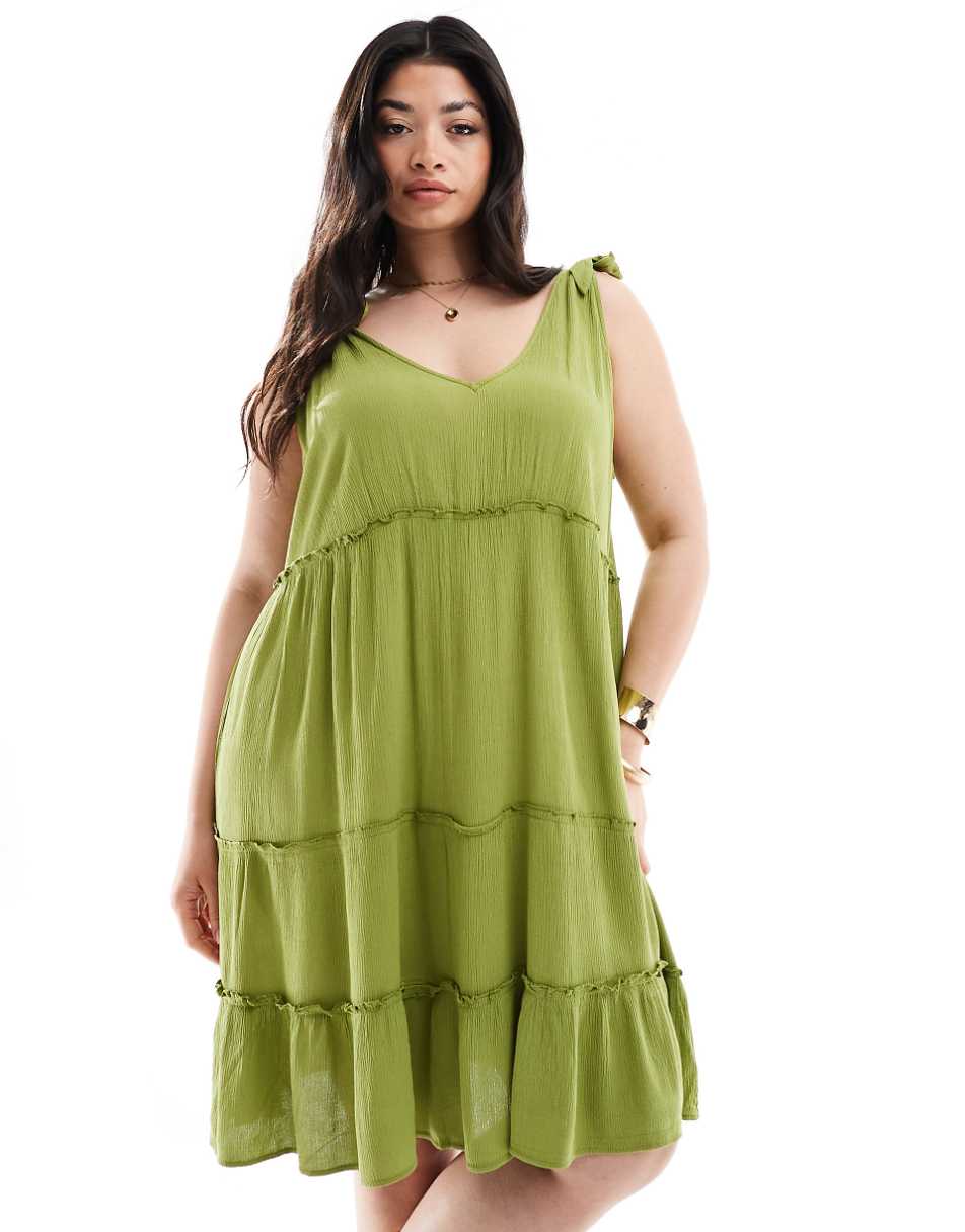 Yours frill tiered mini dress in green