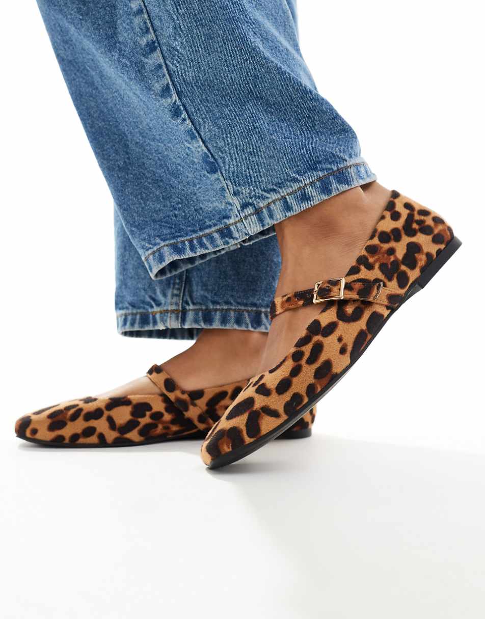 ASOS DESIGN Lottie Mary Jane Ballet flats in leopard