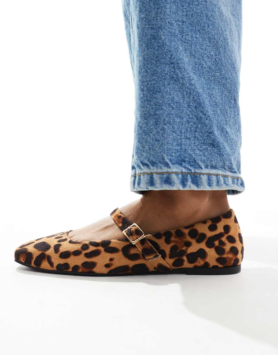 ASOS DESIGN Lottie Mary Jane Ballet flats in leopard