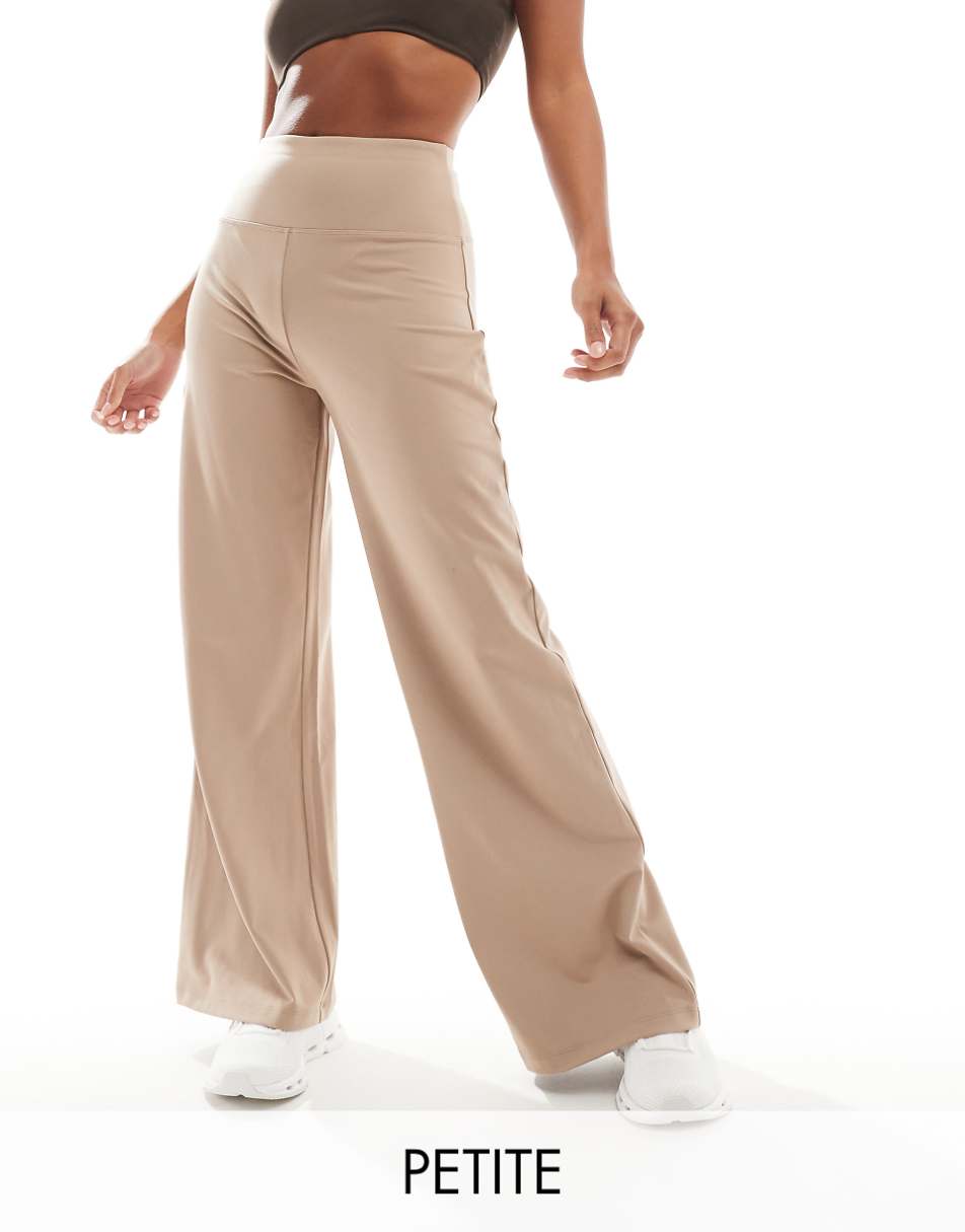 ASOS 4505 Petite Icon soft touch wide leg dance pants in beige