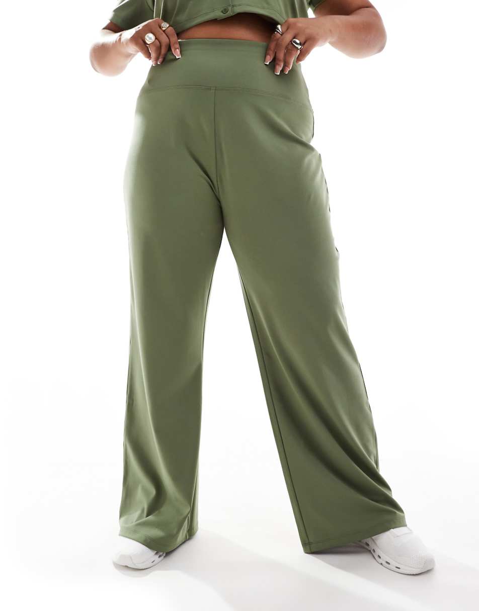 ASOS 4505 Curve Icon soft touch wide leg dance pants in khaki