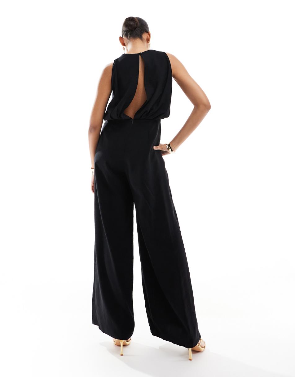 ASOS DESIGN high neck wide leg jumpsuit in black