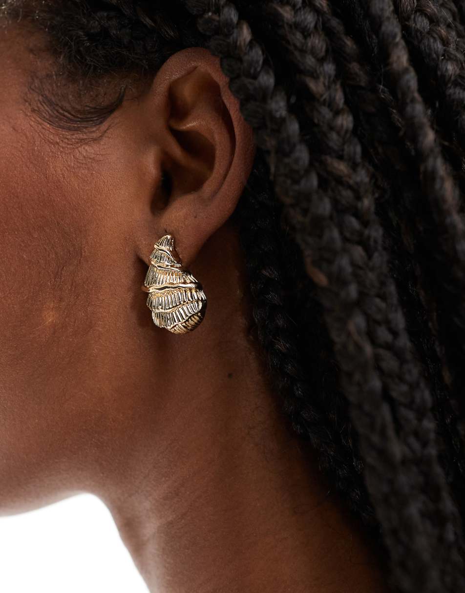 8 Other Reasons statement shell earrings in gold plated