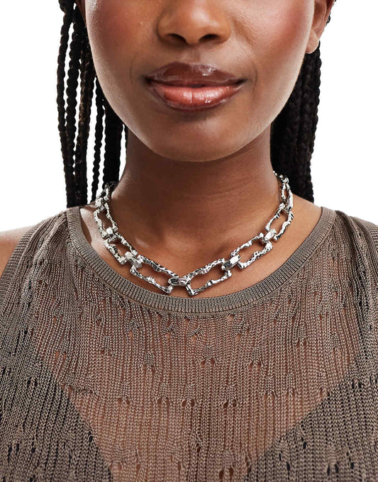 8 Other Reasons chunky chain necklace in rhodium plated