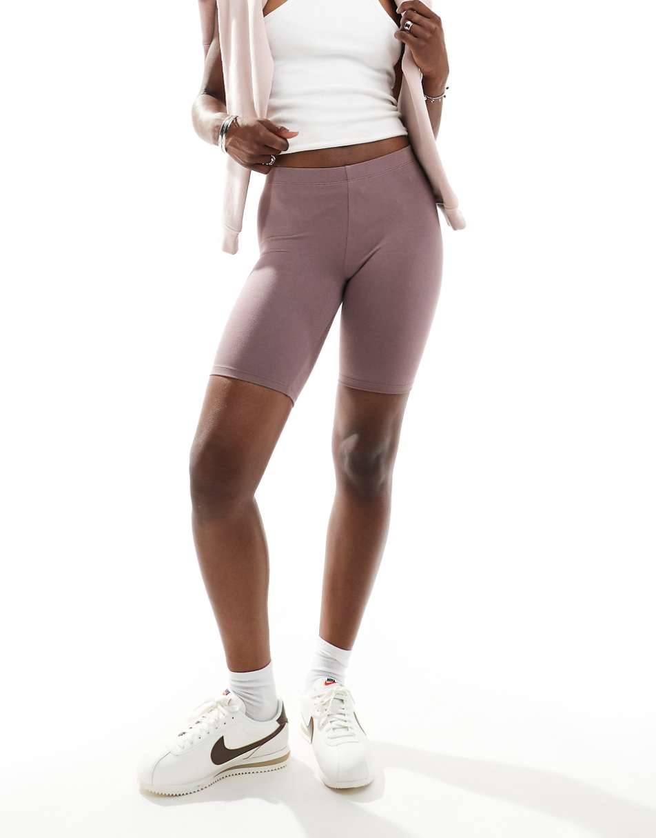 ASOS DESIGN basic legging shorts in taupe