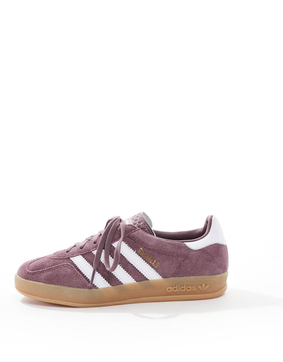 adidas Originals Gazelle Indoor sneakers in dark purple and white