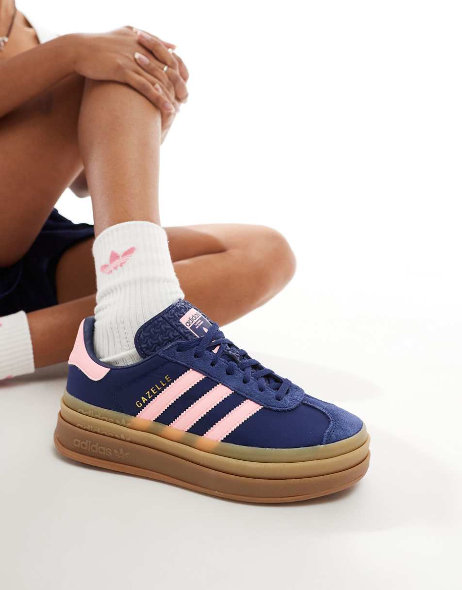 adidas Originals Gazelle Bold sneakers in navy and pink