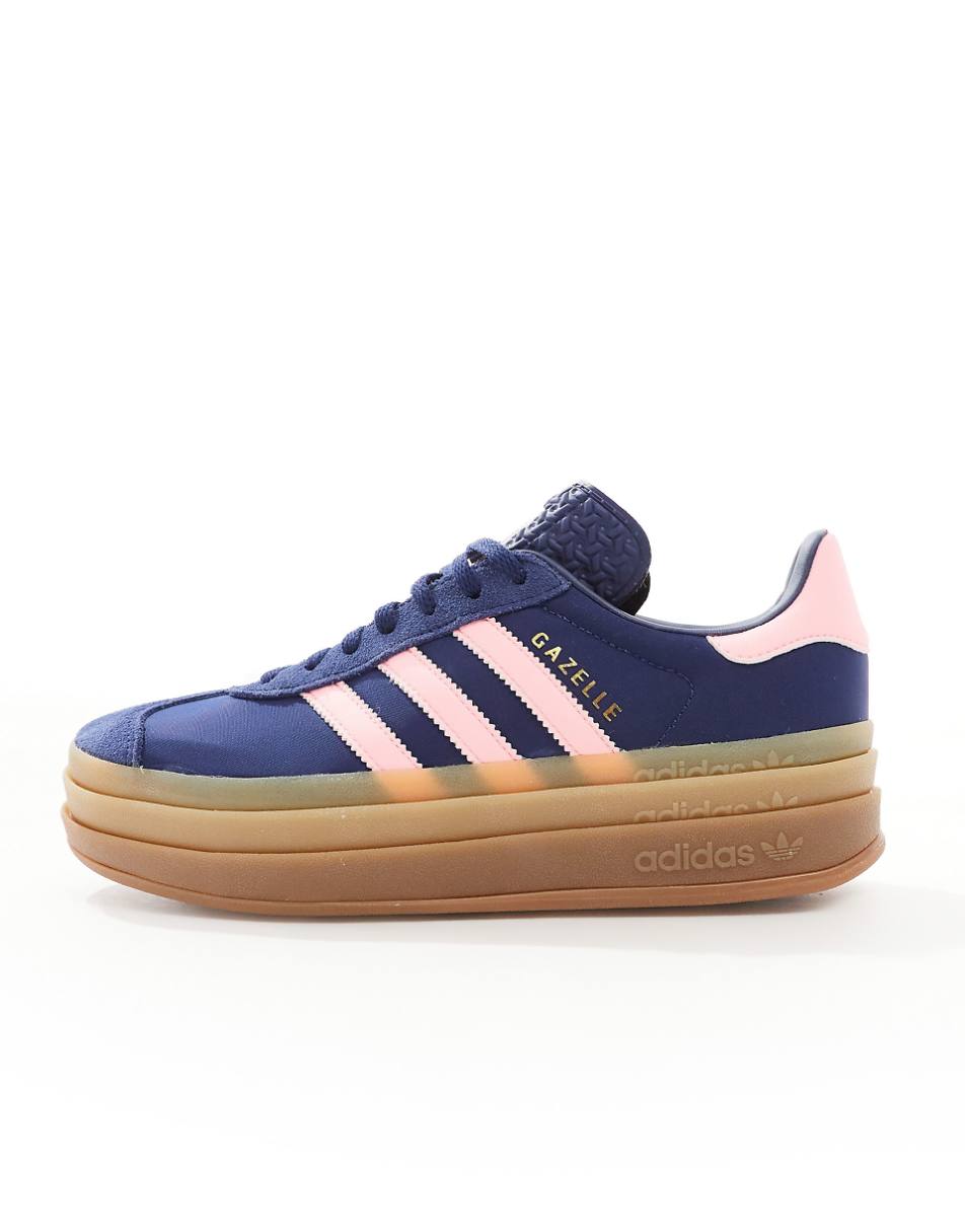 adidas Originals Gazelle Bold sneakers in navy and pink