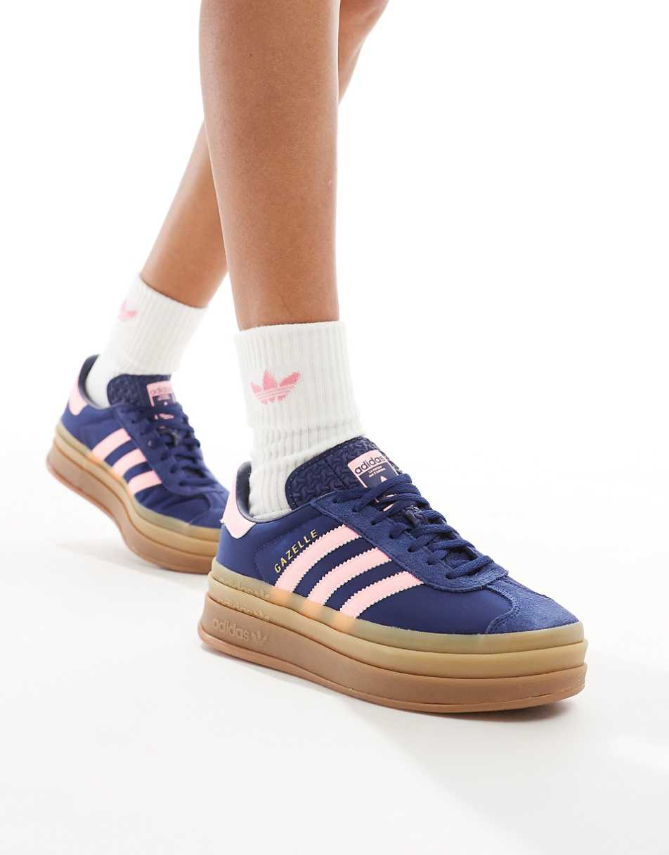 adidas Originals Gazelle Bold sneakers in navy and pink