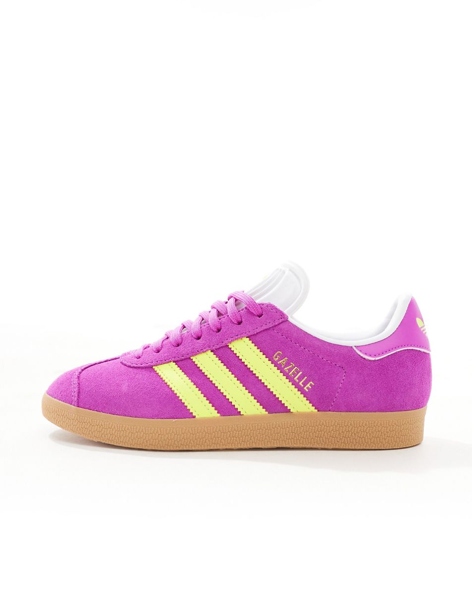 adidas Originals Gazelle sneakers in purple and yellow