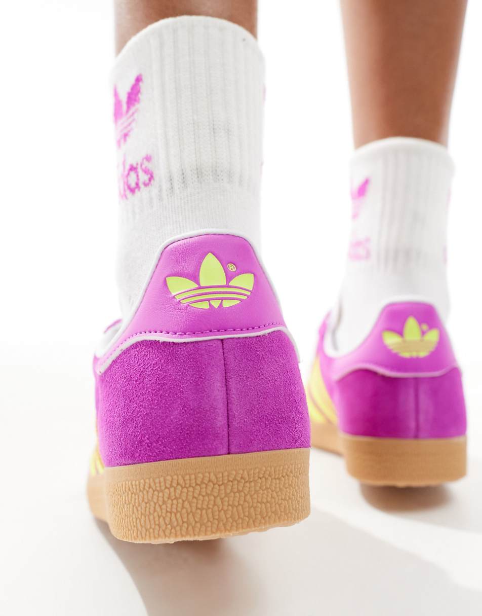 adidas Originals Gazelle sneakers in purple and yellow