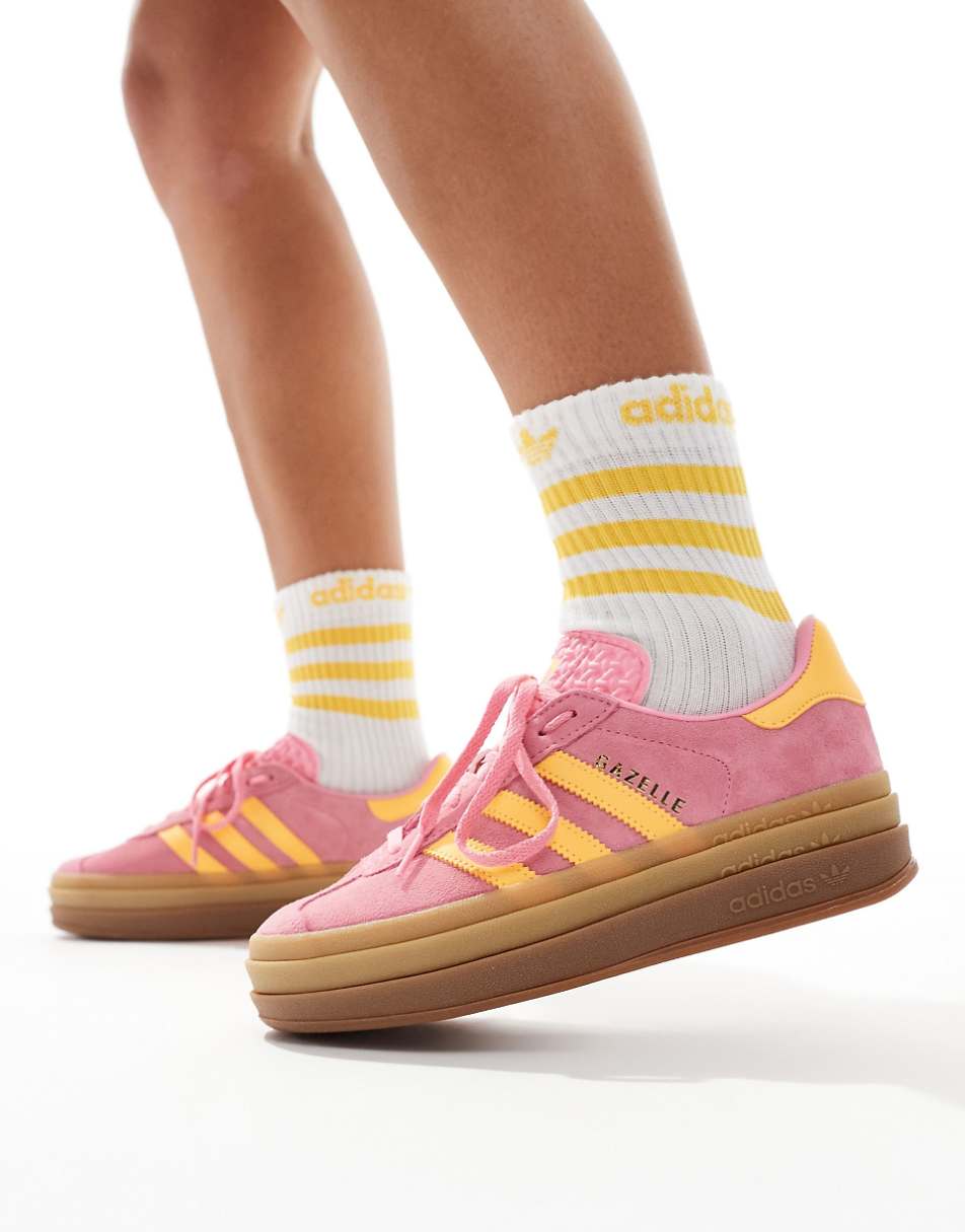 adidas Originals Gazelle Bold sneakers in pink and orange