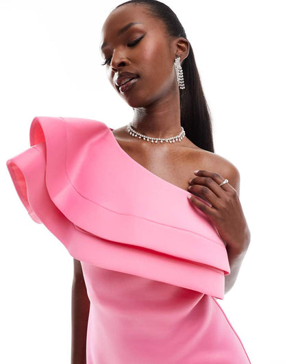 ASOS DESIGN premium double extreme ruffle mini dress in pink
