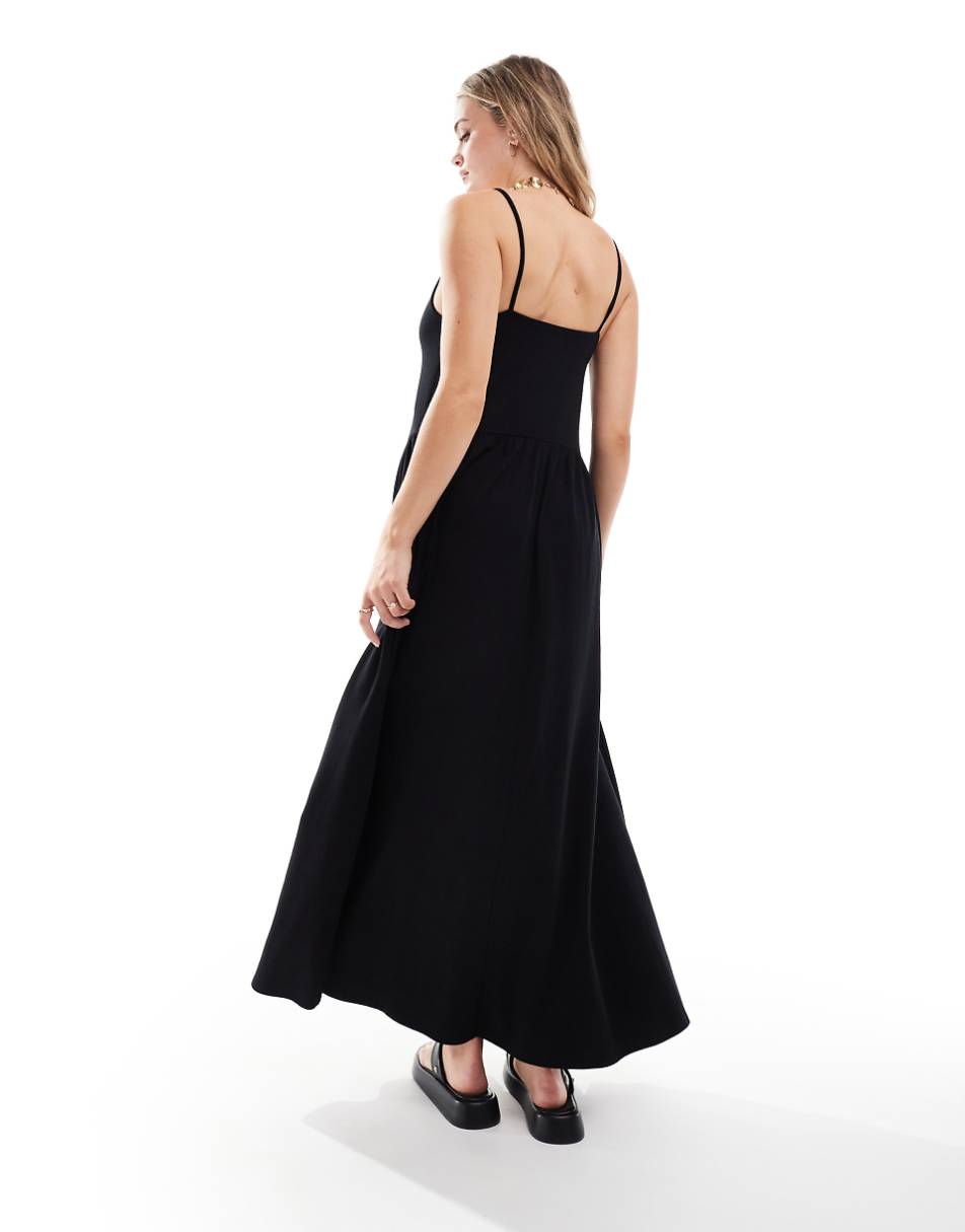 ASOS DESIGN cami maxi dress with full hem in black