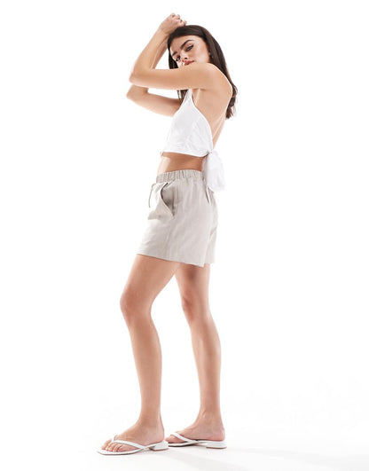 Miss Selfridge poplin sleeveless bow back shirt in white