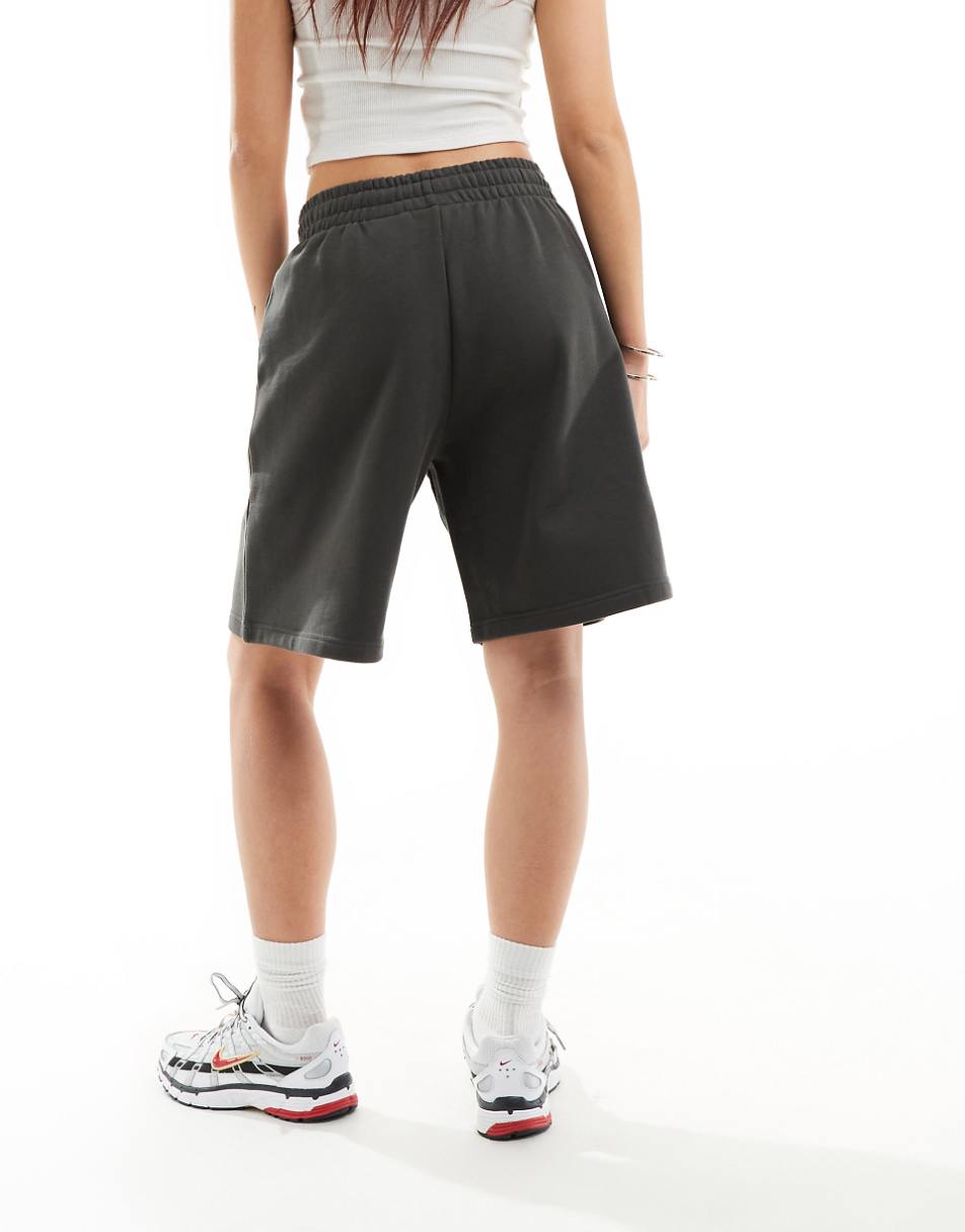 Weekday Jet loose fit longline jersey shorts in washed black