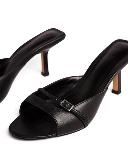 NA-KD buckle detail mules in black