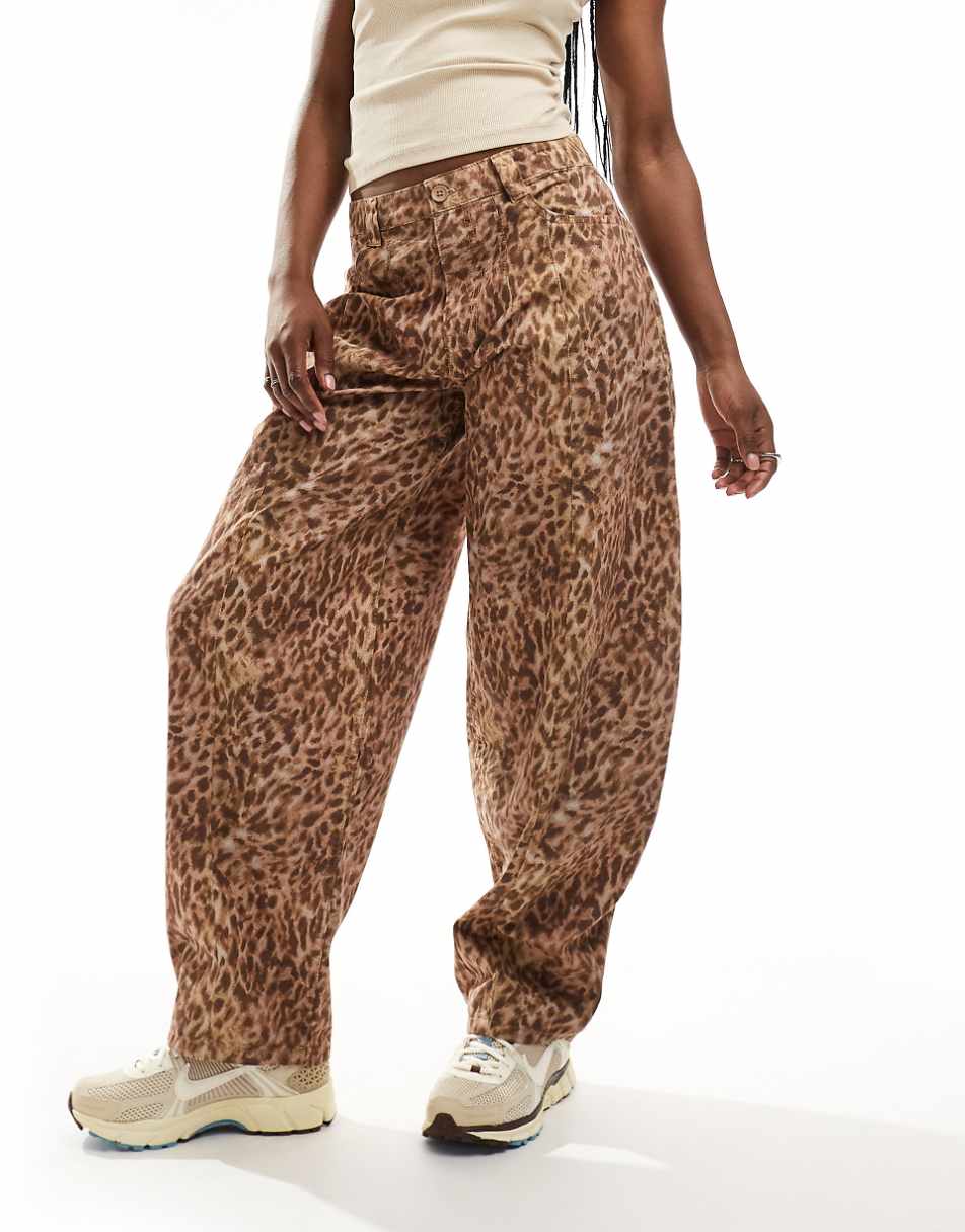 Reclaimed Vintage leopard print barrel leg pants