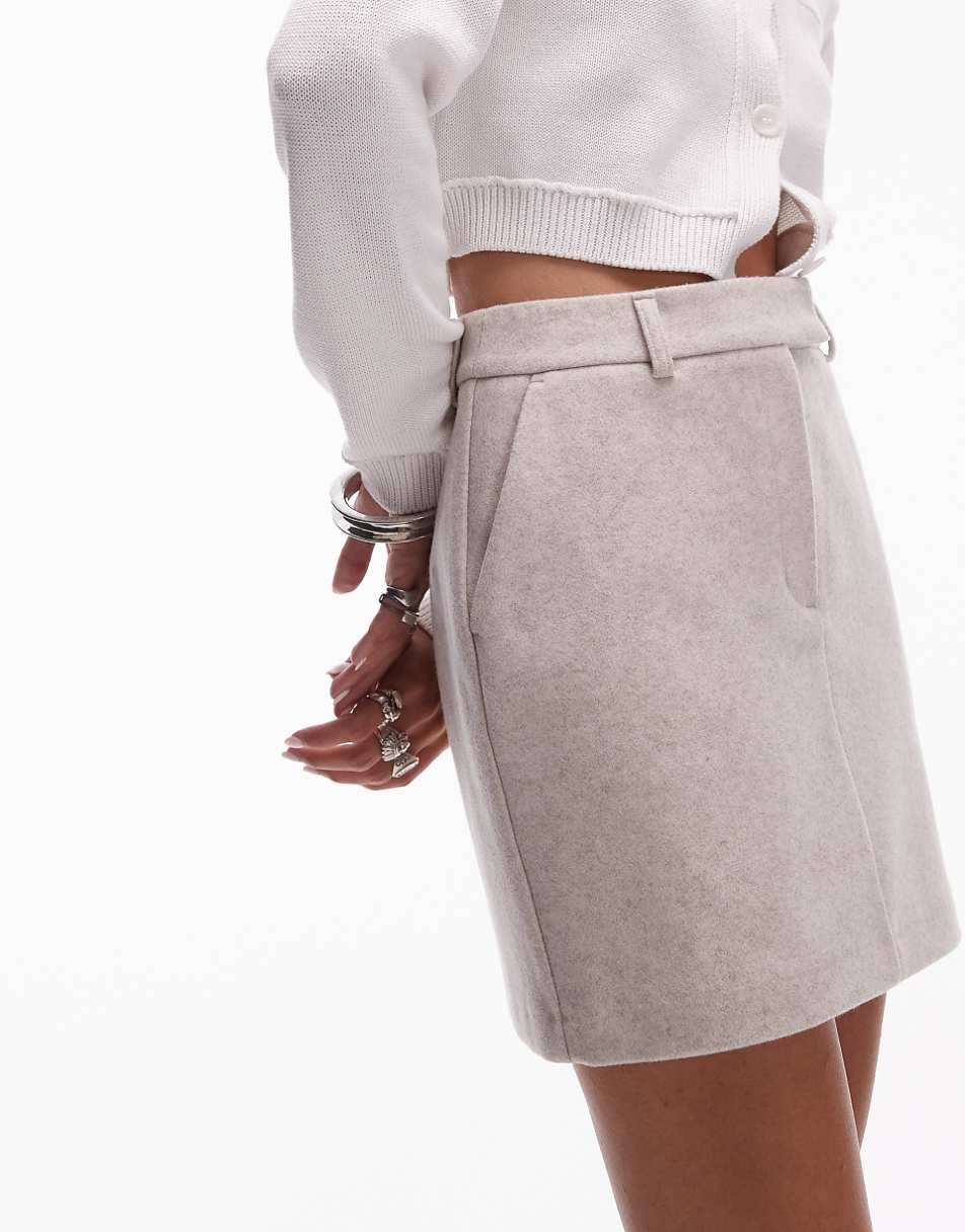 Topshop mini skirt in oatmeal - part of a set