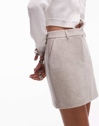 Topshop mini skirt in oatmeal - part of a set