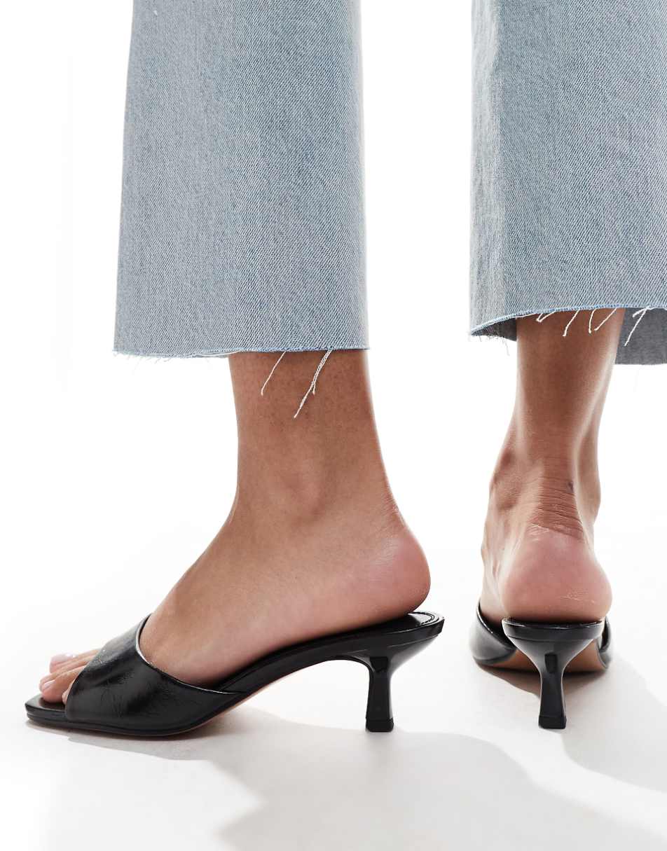 ASOS DESIGN Hyper kitten heeled mules in black