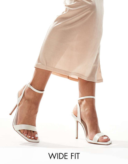 ASOS DESIGN Wide Fit Nali barely there heeled sandals in ivory