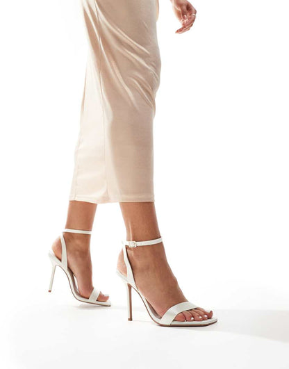 ASOS DESIGN Wide Fit Nali barely there heeled sandals in ivory