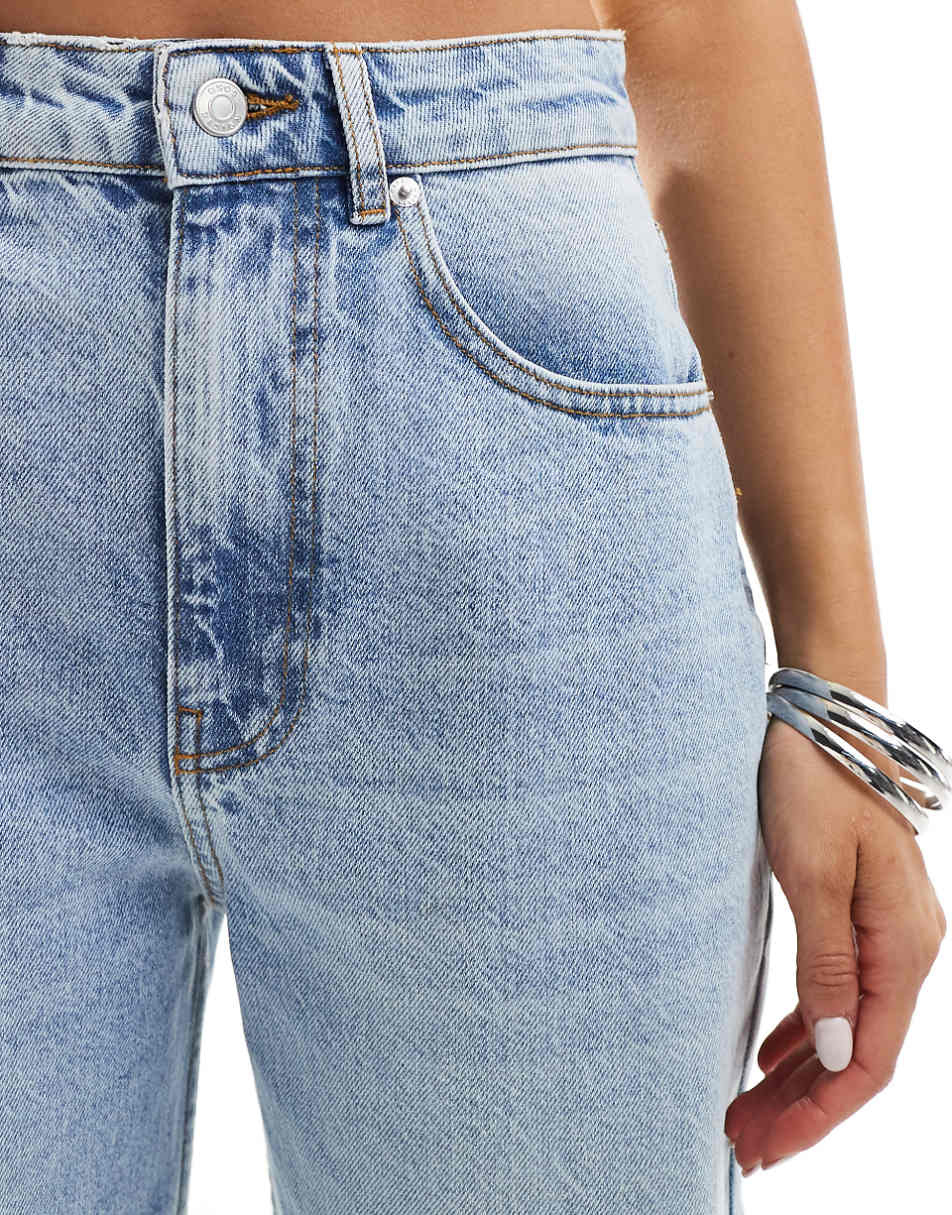 ASOS DESIGN barrel leg jeans in light mid blue