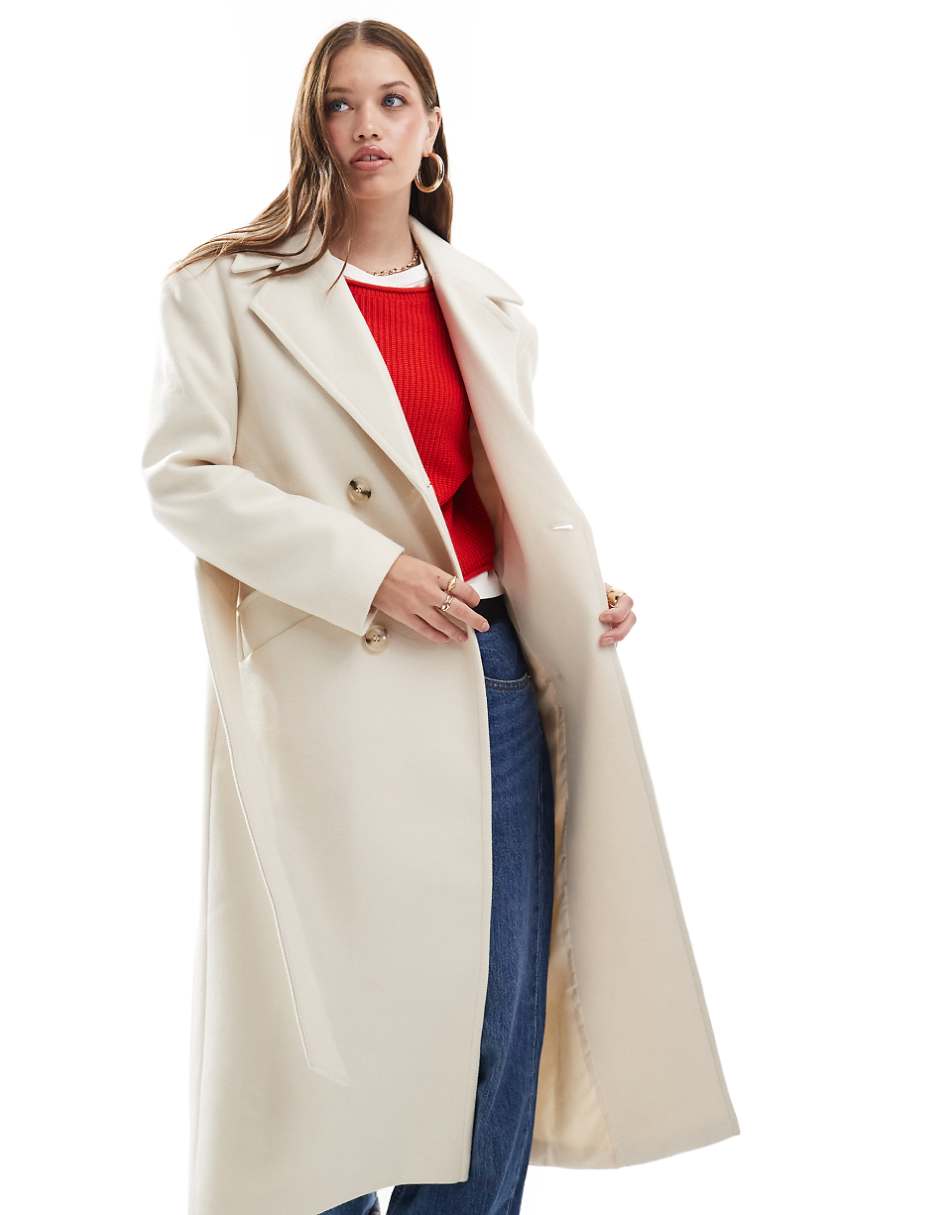 Miss Selfridge belted wrap formal coat in cream