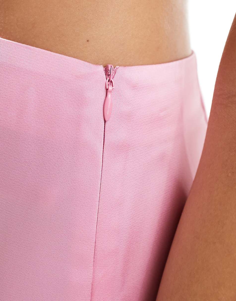 ASOS DESIGN satin wrap mini skirt in pink