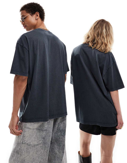 ASOS DESIGN unisex oversized licensed T-shirt with Fender Guitar graphic prints in washed black