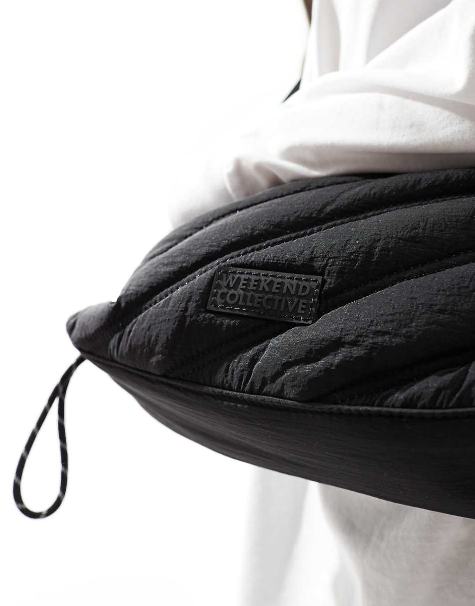 ASOS Weekend Collective small quilted bag with toggles in black