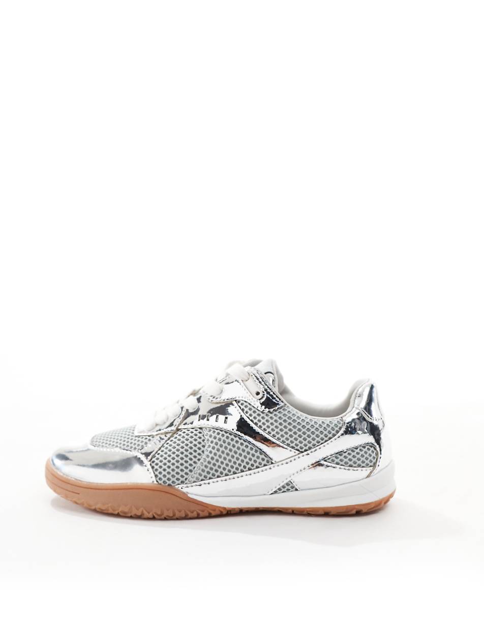 ASOS DESIGN Downtime soccer style sneakers in silver