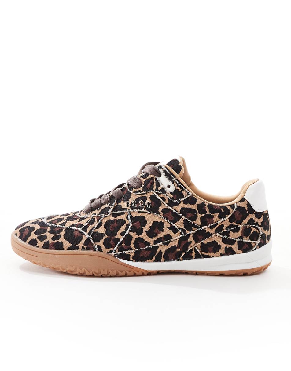 ASOS DESIGN Downtime football style sneakers in leopard