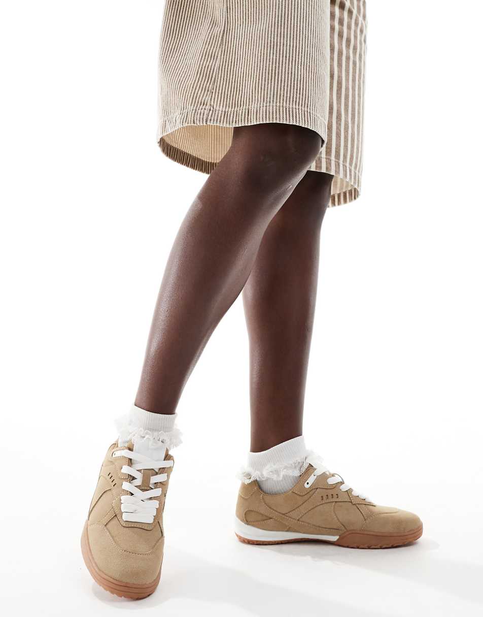 ASOS DESIGN Downtime soccer style sneakers in beige