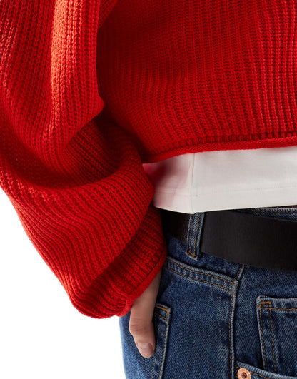 Miss Selfridge slouchy sweater in red