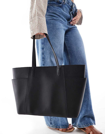 ASOS DESIGN tote bag with pocket detail and removable laptop compartment