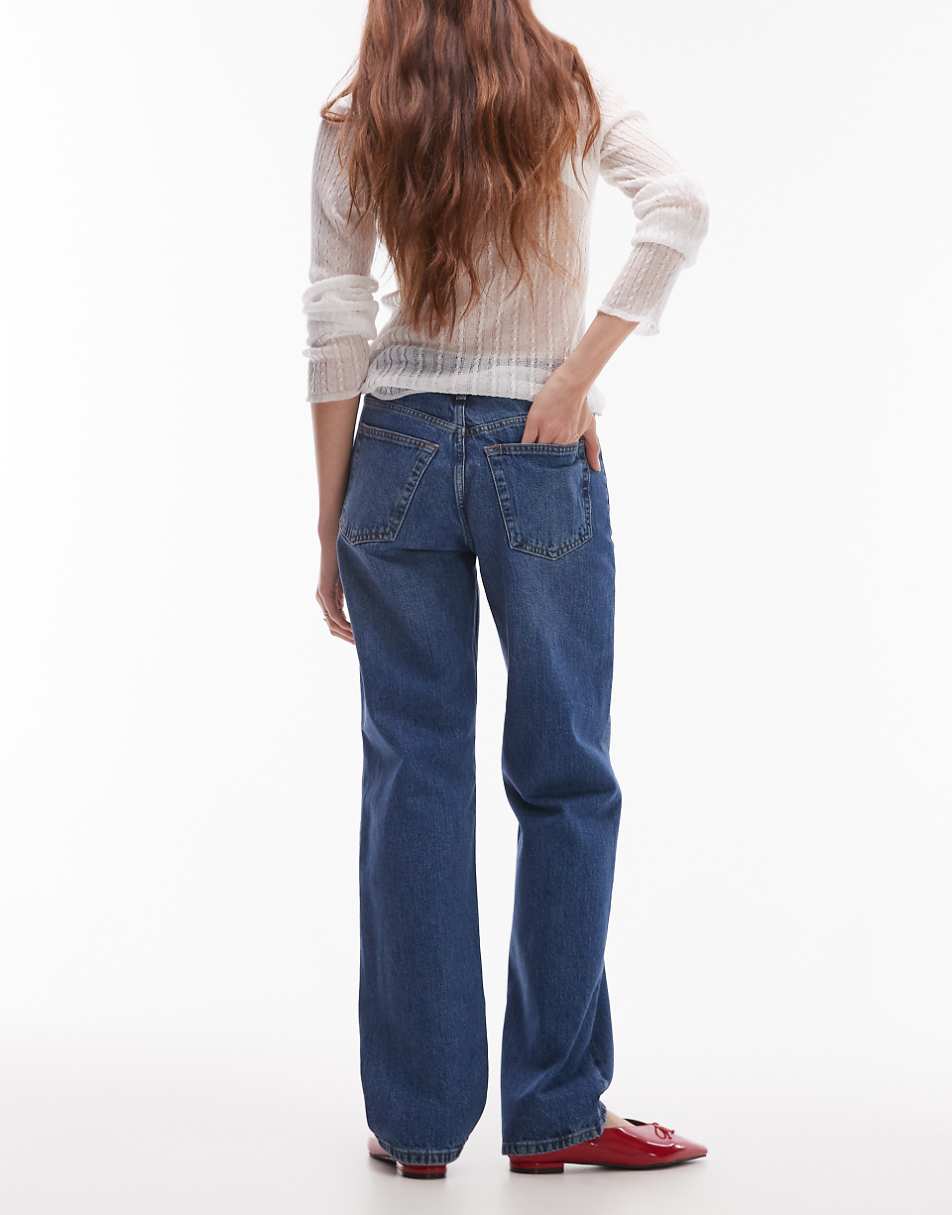 Topshop mid rise Runway jeans in mid blue