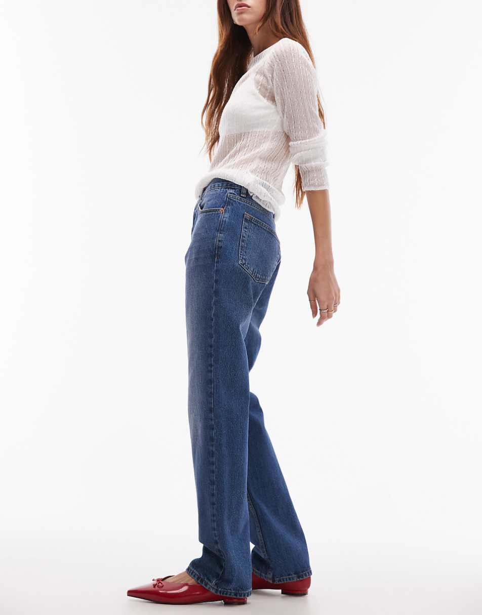 Topshop mid rise Runway jeans in mid blue