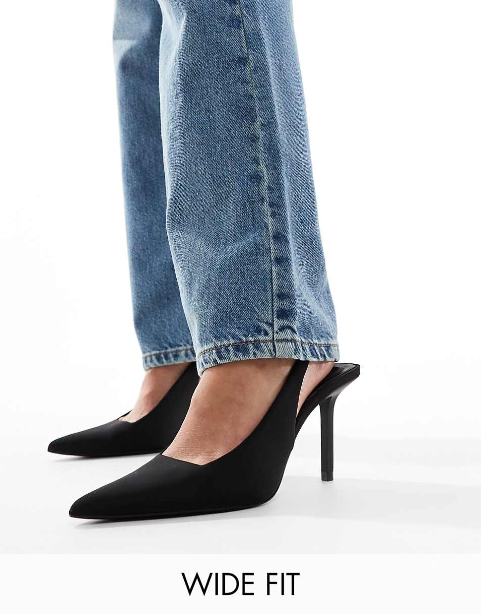 Stradivarius wide fit slingback heels in black