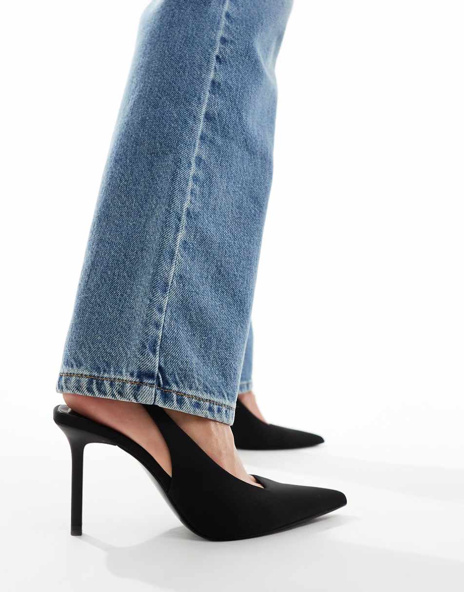 Stradivarius wide fit slingback heels in black