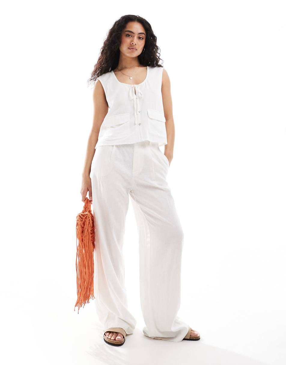 ONLY linen oversized vest in white