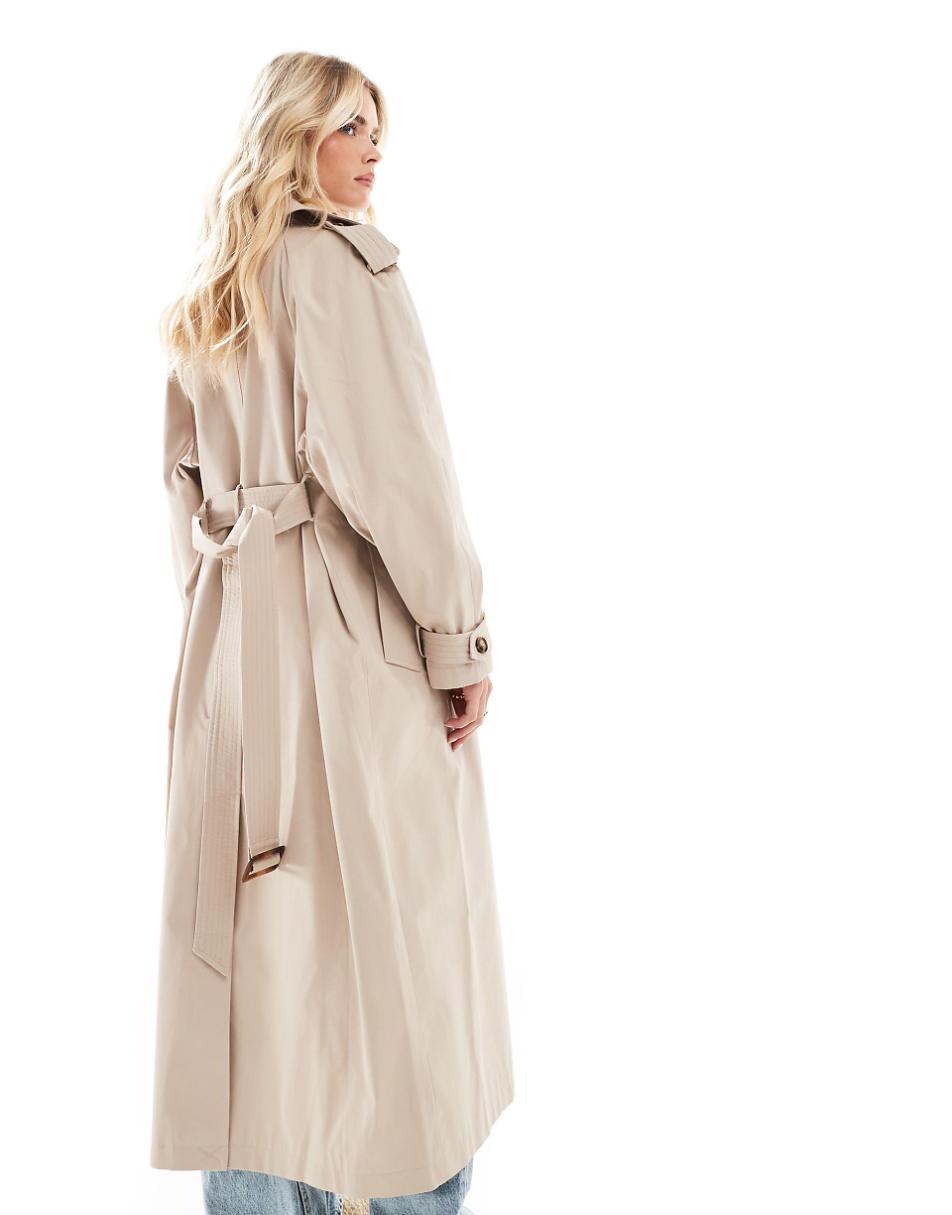 Miss Selfridge Petite belted trench coat in stone