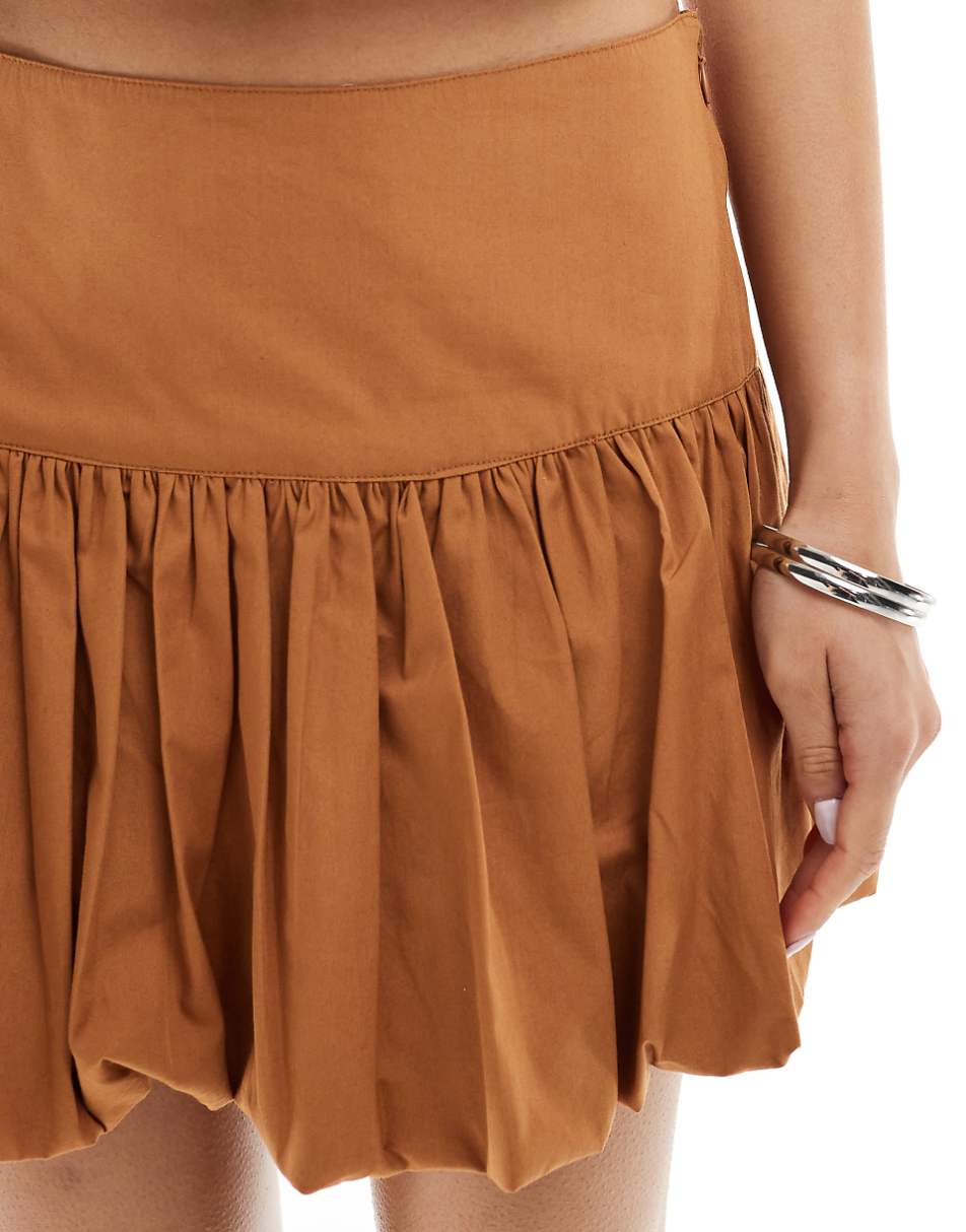 ASOS DESIGN drop waist bubble mini skirt in mustard